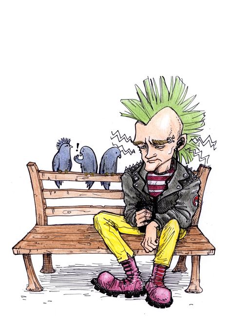 Punk Rock Cartoon Punk Art Drawings, Anarchy Art, Rock Cartoon, Punk Character Design, Punk Collage, Punk Cartoon, Punk Mohawk, Punk Character, Punk Drawing