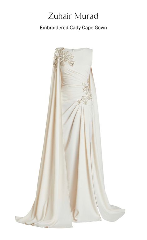 Zuhair Murad Dresses, Jet Stream, Organza Gowns, Cape Gown, Silk Gown, White Gowns, Lace Dress Long, Zuhair Murad, Bateau Neckline