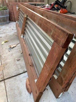 Sheet Metal Raised Garden Beds, Raised Garden Beds With Metal Roofing, Raised Timber Garden Beds, Corrugated Raised Garden Beds, Wood And Metal Raised Garden Beds, Corrugated Metal Raised Garden Beds Diy, Raise Bed Garden Design, Corrugated Metal Raised Bed, Low Maintenance Raised Garden Beds