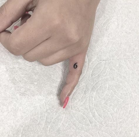 Number 6 pinky tattoo Number 6 Tattoo, Pinky Tattoo, Simple Finger Tattoo, 6 Tattoo, Tattoos Cool, Cool Finger Tattoos, Tattoo Finger, Number Tattoos, Finger Tattoo Designs