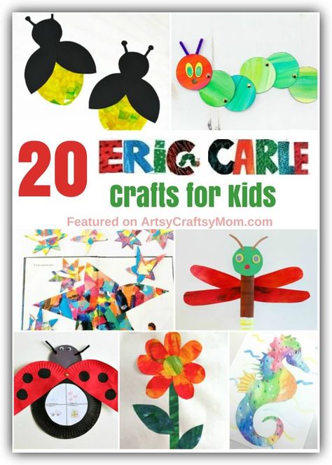 For millions of kids the world over, Eric Carle's illustrations are probably their first introduction to the world of art. Celebrate this incredible artist with some cute and colorful Eric Carle Crafts for Kids. via @artsycraftsymom Eric Carle Activities Preschool, Eric Carle Crafts, Eric Carle Classroom, Eric Carle Art, Eric Carle Activities, Daycare Ideas, Harry Potter Crafts, World Of Art, Paper Plate Crafts