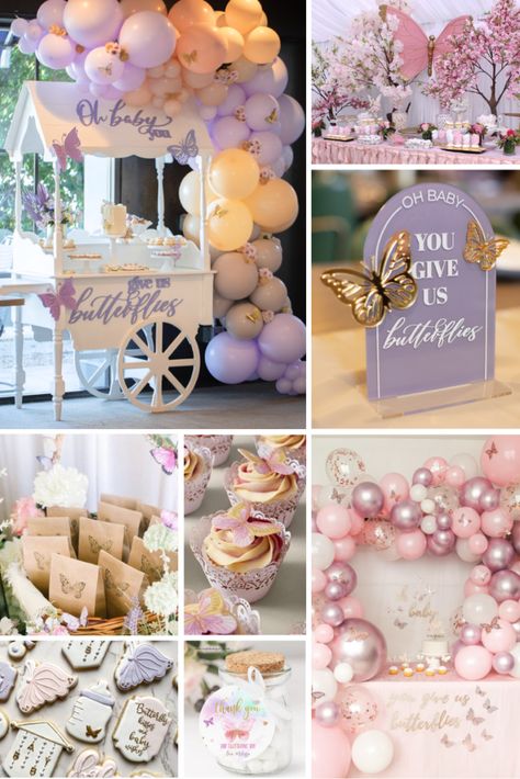 2024 Girl Baby Shower Ideas, Baby Girl Babyshowers Themes, Lavendar Baby Shower Themes, Oh Baby You Give Us Butterflies, Dreamy Baby Shower Theme Girl, Butterfly And Flowers Baby Shower Ideas, Oh Baby You Give Us Butterflies Baby Shower Theme, Babyshower Themes For Baby Girl, March Baby Shower Themes Girl