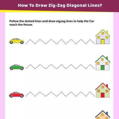 Tracing Worksheets: Trace The Zig Zag Diagonal Lines Joining Dots, Free Printable Preschool Worksheets, Toy Story Coloring Pages, Printable Preschool Worksheets, Diagonal Lines, Elements And Principles, Mom Junction, Fun Games For Kids, Tracing Worksheets