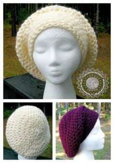 Incredibly Simple Slouchy Free hat pattern by ELK Studio Free Slouchy Beanie Crochet Pattern, Free Crochet Slouch Hat Patterns, Slouchy Crochet Hat Pattern Free, Easy Slouchy Crochet Hat Free Pattern, Crochet Rasta Hat Pattern Free, Rasta Crochet Hat, Slouch Beanie Crochet Pattern Free, Crochet Slouch Hat Pattern Free, Crochet Hats For Women Free Pattern