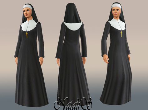 -FREE- NataliS nun's outfit FA-YA Sims 3 Medieval, Priest Outfit, Nun Outfit, Sims 3 Cc Finds, Sims Medieval, The Nun, Pelo Sims, The Sims Mods, Cc Sims4