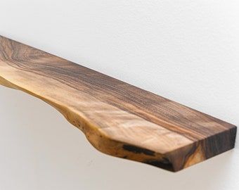 Walnut Floating Shelf, Bookshelf Floating, Live Edge Floating Shelf, Heavy Duty Floating Shelves, Wood Inspiration, Walnut Floating Shelves, Live Edge Shelves, Custom Floating Shelves, Long Floating Shelves