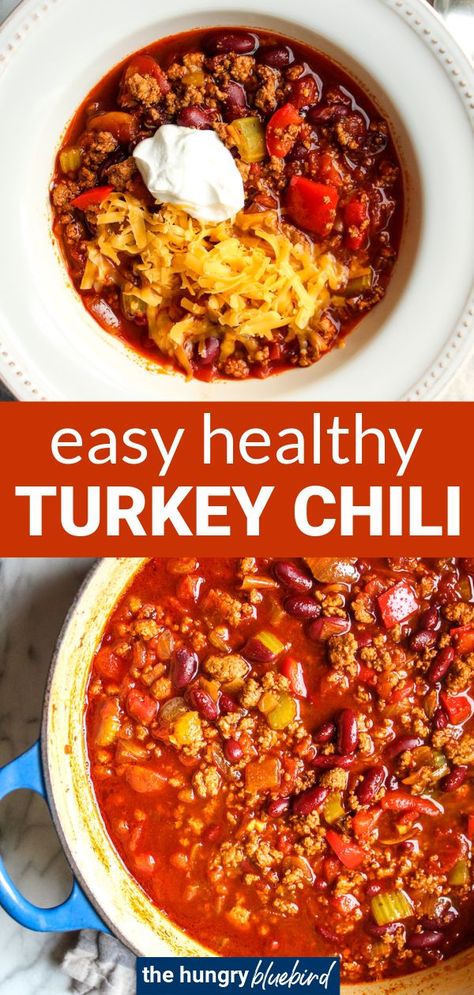 50 minutes · Gluten free · Serves 8 · Easy healthy ground turkey chili recipe with chunky vegetables and beans (or sweet potatoes), made on the stovetop in under an hour for a cozy weeknight dinner. #turkeychili #chilirecipes… More Healthy Turkey Chili Recipe, Ground Turkey Chili Recipe, Turkey Chili Recipe Easy, Healthy Turkey Chili, Healthy Chili Recipe Turkey, Easy Turkey Chili, Chili Recipe Stovetop, Ground Turkey Chili, Easy Comfort Food Dinners