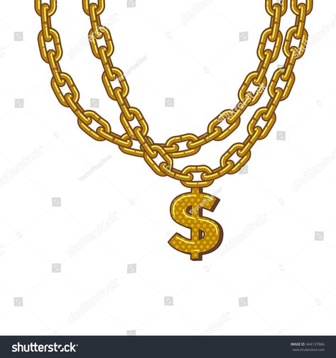 Gold Chain Drawing, Chain Vector, Chain Drawing, Money Tshirt, Gangster Drawings, Dollar Symbol, Man Illustration, Gold Money, Golden Chain