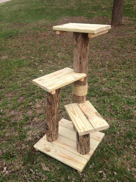 Outdoor Cat Tree, Diy Cat Tower, Cat Tree Plans, Katt Diy, Cat House Plans, Cat Projects, Katt Grejer, Cat Patio, Cat Tree House