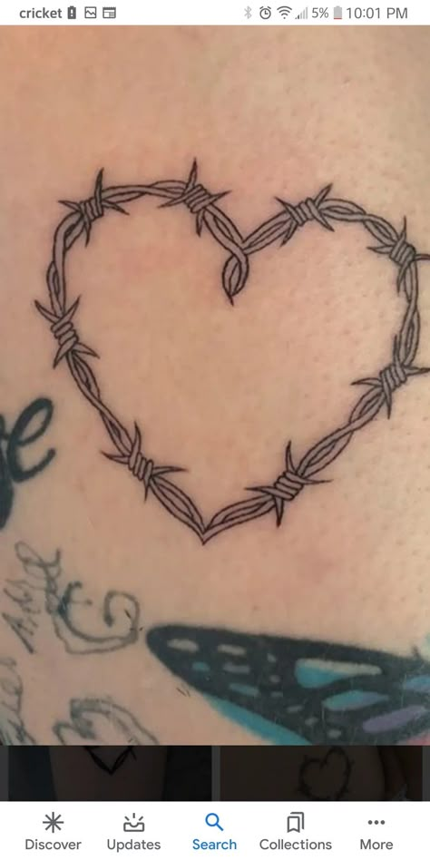 Heart Bobwire Tattoo, Thorned Heart Tattoo, Heart Web Tattoo Elbow, Barbwire Heart Tattoo Knee, Tattoos You Can Do On Yourself, Bar Wire Tattoo, Bobwire Heart Tattoo, Vine Heart Tattoo, Heart Elbow Tattoo