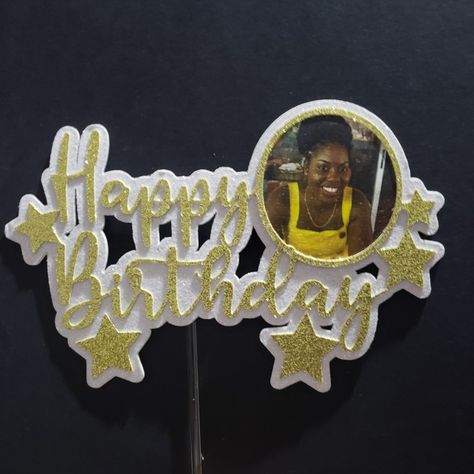 Cake Topper With Picture, Picture Cake Topper, Picture Cake, Photo Cake Topper, Cake Frame, Paper Creations, Gold Picture Frames, Bible School, Photo Cake