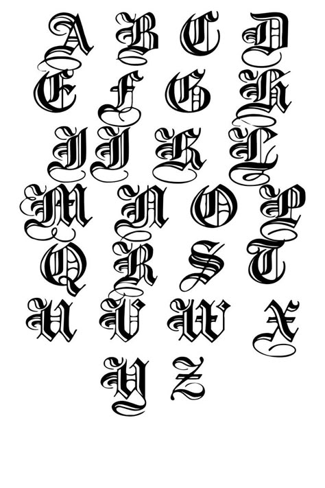 Old English Alphabet, Tattoo Lettering Alphabet, Gothic Alphabet, Tattoo Fonts Alphabet, Calligraphy Fonts Alphabet, Lettering Styles Alphabet, Tattoo Lettering Styles, Writing Fonts, Graffiti Lettering Fonts