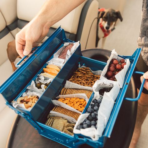 Tool Box Snack Ideas, Tackle Box Charcuterie Board, Charcuterie Tackle Box Ideas, Boat Charcuterie Board, Snacklebox Charcuterie, Tackle Box Charcuterie, Boat Charcuterie, Tackle Box Snacks, Fishing Snacks