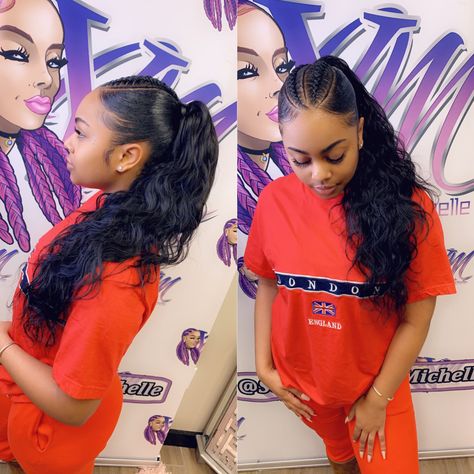 @styledby_yalemichelle Ponytail Weave, Pony Tail Hair, Weave Ponytail Hairstyles, Sleek Ponytail Hairstyles, Weave Ponytail, Braided Hairdo, Cute Ponytails, Tail Hair, Human Hair Clip Ins