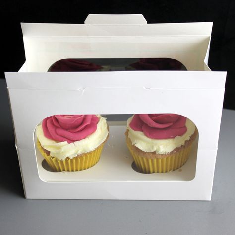 Cupcake Box Cupcake Boxes Diy, Diy Cupcake Box, Single Cupcake Boxes, Box Packaging Templates, Cardboard Cake, Packaging Template Design, Boxes Diy, Buttercream Cupcakes, Cake Boards