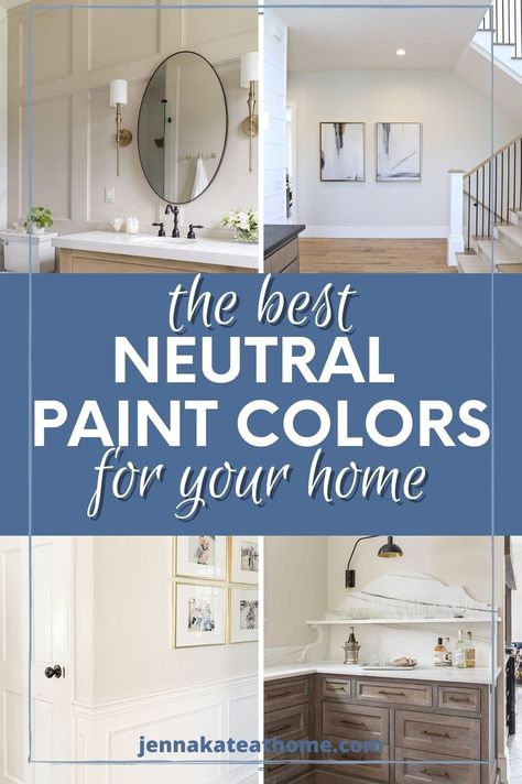 What are the best neutral paint colors for your home in 2022? These 16 colors from Sherwin Williams and Benjamin Moore are the most popular for good reason. See them in real homes and decide if they are right for you! Best Neutral Wall Colors 2022, Model Home Paint Colors, Best Inside Paint Colors, Inside Paint Colors 2022, Best Indoor House Paint Colors, Paint Colors Sherwin Williams Popular, Best Color For Whole House, Cream Paint Colors 2023, Behr Midtown Paint Color