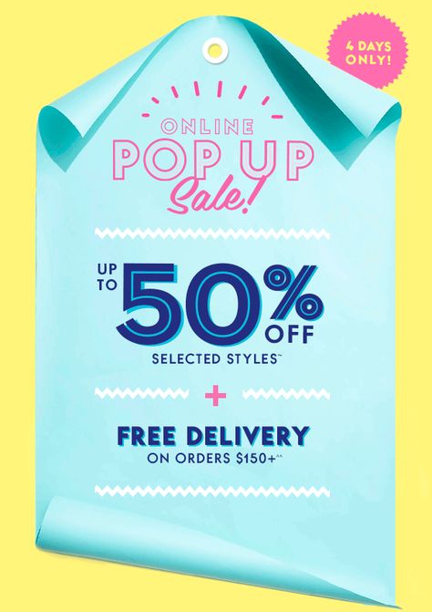 4 Days Only! Online Pop Up Sale! up to 50% OFF selected styles~ + FREE DELIVERY on orders $150+^^ 50% Off, Newsletter Layout, Email Marketing Inspiration, Mailer Design, Email Marketing Design Inspiration, Discount Design, Email Template Design, Email Marketing Template, Email Design Inspiration