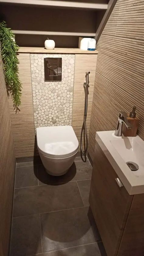 Under Stairs Powder Room Ideas - A Minimal Home Very Small Under Stairs Toilet, Cloakroom Toilet Under Stairs, Small Powder Room Under Stairs, Under Stair Toilet Ideas, Under Stairs Wc, Bathroom Under Stairs Ideas, Wc Under Stairs, Under The Stairs Toilet, Toilet Under Stairs Ideas