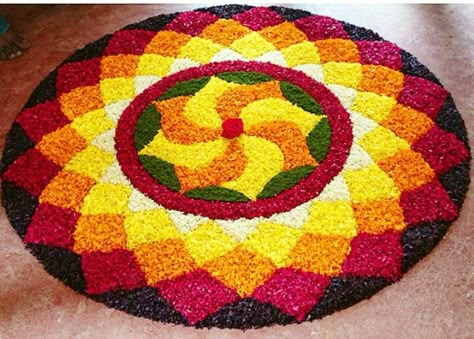 Onam Onam Floral Design, Onam Pukalam Design, Pukalam Designs, Onam Pookalam Design Drawing Ideas, Onam Pukalam, Pookalam Design Onam Easy, Pookalam Ideas, Onapookalam Designs, Pookkalam Designs Onam