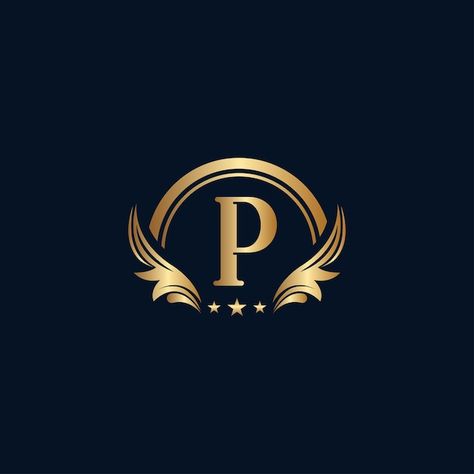 Luxury letter p logo royal gold star | Premium Vector #Freepik #vector #crown-logo #swirl #queen #king-logo Letter D Logo, Letter P Logo, P Logo Design, P Logo, D Logo, Letter Jewelry, Photo Logo Design, Jewelry Logo, Vision Board Inspiration