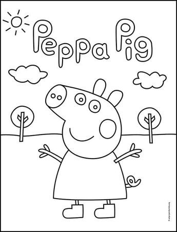 Easy How to Draw Peppa Pig Tutorial and Peppa Pig Coloring Page Peppa Pig Drawing Easy, Pepps Pig, Peppa Pig Aesthetic, Pig Drawing Easy, Peppa Pig Drawing, Peppa Pig Pictures, Peppa Pig Imagenes, George Peppa, Peppa Pig Colouring