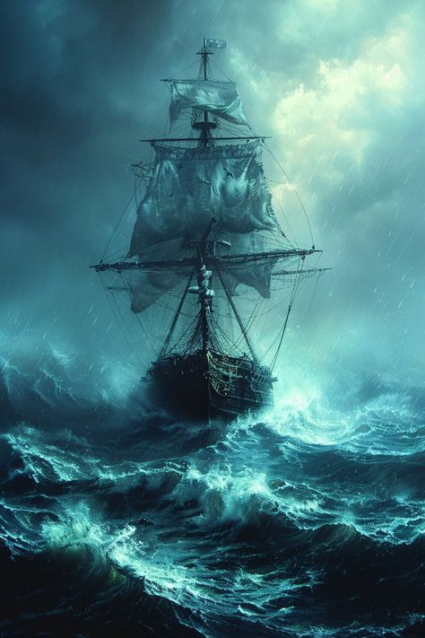 Steampunk Ocean, Pirate Ship Art, Ship At Sea, Old Ship, Storm Art, Dark Beauty Photography, Boat Wallpaper, Cyborgs Art, Sky Art Painting