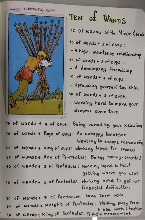 10 Of Wands Tarot Meaning, Ten Of Wands Tarot Meaning, Tarot Combinations Meanings, 10 Of Wands, Tarot Combinations, Ten Of Wands, Kartu Tarot, Tarot Reading Spreads, Tarot Interpretation