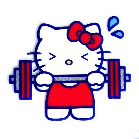 Hello Kitty / Weightlifting Hello Kitty Gym, Gym Icon, Walpaper Hello Kitty, Arte Van Gogh, Kitty Drawing, Hello Kitty Party, Hello Kitty Backgrounds, Hello Kitty Drawing, Hello Kitty Cartoon