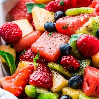 This Mixed Fruit with Lemon-Basil Dressing is super refreshing and delicious with an incredible savory dressing. Perfect for summer and ready in only 15 minutes! #fruitsalad Jo Cooks, Fruit Cobbler, Lemon Basil, Fruit Dishes, Fruit Salad Recipes, Healthy Work Snacks, Snacks For Work, Mixed Fruit, Healthy Dog Treats