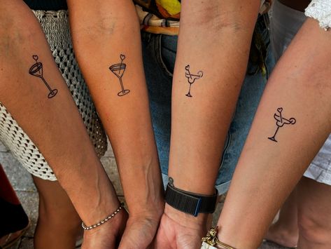 Cheers to lasting memories and inked moments 🍻 Matching tattoos for the squad, inspired by our favorite drinks! #DrinkInk #SquadGoals #TattooVibes #henna4us 4 Friends Matching Tattoos, 4 Matching Tattoos, Matching Tattoos For 4, Matching Tattoos Trio, Trio Matching Tattoos, Best Friend Matching Tattoos, Trio Tattoo Ideas, Matching Best Friend Tattoos, Matching Tattoos