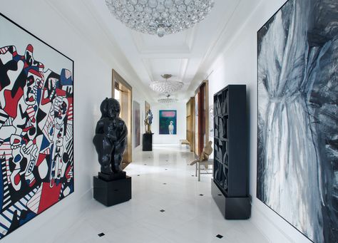 Park Avenue apartment gallery hall Contemporary Hallway, Upper East Side Apartment, Apartment Entrance, Architecture Unique, Modern Entrance, Modern Entryway, Entrance Design, Hallway Ideas Colour, Modern Mansion