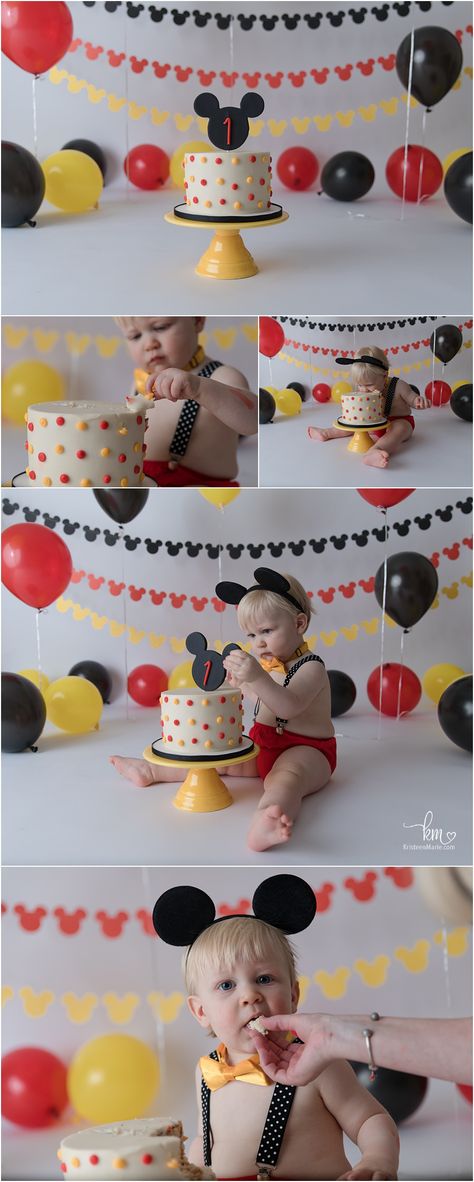 Cake Smash & First Birthday Photography | KristeenMarie Photography Mickey Mouse Birthday Photo Shoot, Mickey Mouse 1st Birthday Photo Shoot, Mickey Mouse Photo Shoot Ideas, Mickey Mouse Baby Birthday, Mickey Mouse One Year Photoshoot, Mickey Cake Smash, Mickey Mouse Cake 1st Birthday Smash, Mickey Mouse Smash Cake Diy, Mickey Mouse First Birthday Cake