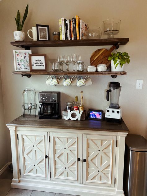 I had a corner in my kitchen that I had no idea what to do with. I knew i needed extra counter space for appliances and things that didnt fit in our cabinet. Im happy with how it all turned out! Kitchen Small Counter Space, Extra Space In Kitchen Ideas, What To Do With Extra Kitchen Space, Extra Space In Kitchen What To Do With, Diy Extra Counter Space, Extra Counter Space In Kitchen Diy, How To Make More Counter Space Kitchen, Extra Kitchen Counter Space Ideas, Kitchen With No Counter Space