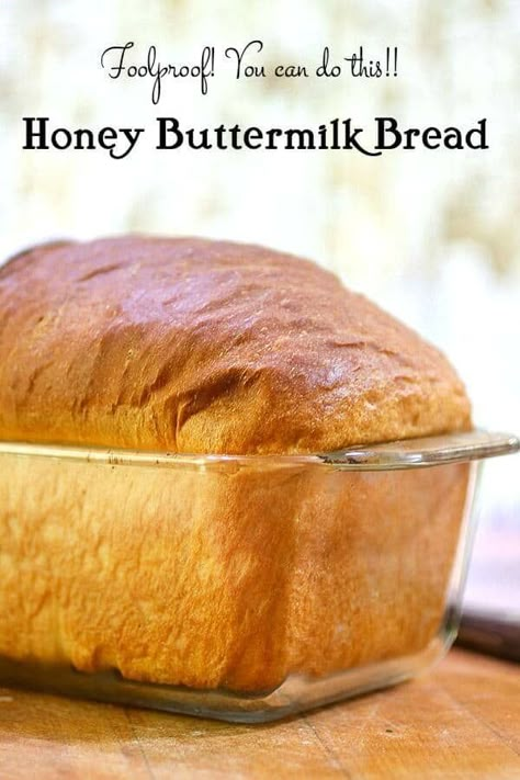 Honey Buttermilk Bread, Buttermilk Bread, Honey Bread, Homemade Buttermilk, Marinated Tofu, Bread Loaf, Bread Bun, Bread Machine Recipes, Honey Recipes