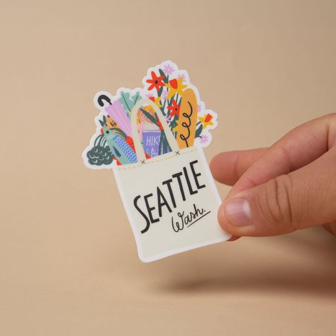 2.59" x 3.5" Die Cut Matte Finish Sticker Best Selling Stickers, Seattle Market, Cozy Stickers, Sticker Photography, Stickers Photography, Tea Stickers, State Stickers, House Stickers, Event Stickers