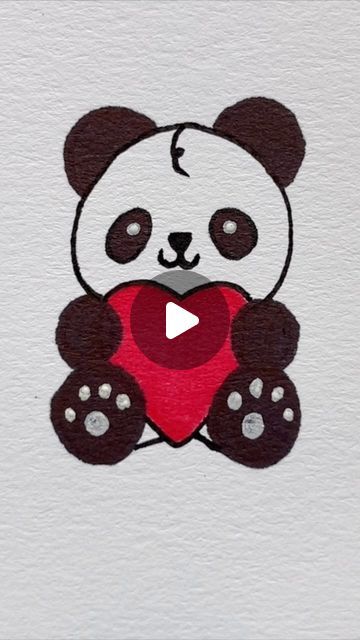 Cute Animals To Draw Easy Step By Step, Drawing A Person Easy, Drawing Heart Ideas, Easy Kid Drawings, How To Draw A Panda, Kids Drawings Easy, Panda Cute Drawing, How To Draw Videos, Cute Drawings Love