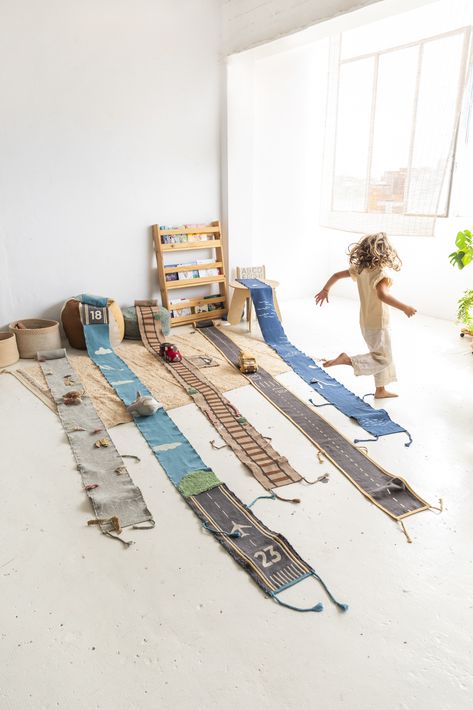 RIDE & ROLL Collection is part of our Green Toys line 🚂 At Lorena Canals we upcycle our textile scraps from our own factory to create the greenest toys. Giving a second life to waste!♻️ Unroll the 4-meter-long canvas for unstoppable adventures! Toy Boat, Toy Plane, Lorena Canals, Green Toys, Leftover Fabric, Recycle Trash, Toy Train, Train Rides, Light Blue Color