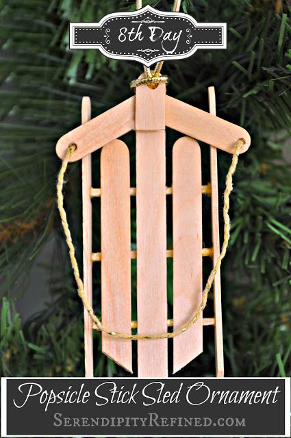 Popsicle Stick Sled, Popsicle Stick Crafts For Adults, Wooden Sled, Rustic Christmas Ornaments, Popsicle Crafts, Popsicle Stick Crafts, Popsicle Stick, Popsicle Sticks, Ornament Crafts