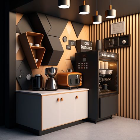 Coffee bar in home Coffee Bar In Home, Self Serve Coffee Bar, Office Coffee Area, Office Cafeteria Design, Bar In Home, Mini Cafeteria, Office Coffee Bar, Office Cafeteria, Cafeteria Design