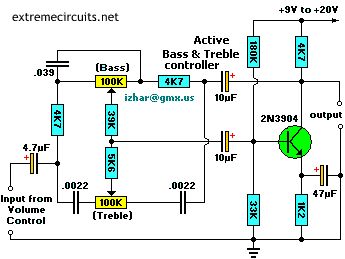 ACTIVE BASS TONE CONTROLLER circuit diagram It is very useful (and has Best Quality) for 1... Amplificatori Audio, Diy Guitar Pedal, Hifi Amplifier, Subwoofer Box Design, Diy Amplifier, Radio Design, Electronic Circuit Design, Simple Circuit, Electronics Basics