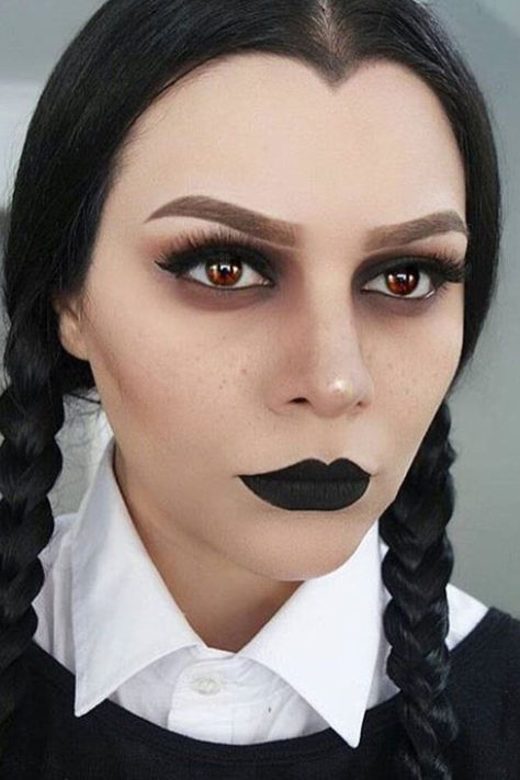 Wednesday Addams Halloween Makeup Ideas. #addams #halloween #ideas #makeup #wednesday Wednesday Addams Halloween Makeup Ideas. If you already own all black everything—black lipstick included—here's the look for you. the cold-climate months are proper across the corner, and whether or not you may be going online from domestic for the the rest of 2020 or from time to time venturing into the office, locating the proper wintry weather outfit for paintings is key. But with regards to dressing for Wednesday Addams Makeup, Teknik Makeup, Halloweenský Makeup, Holloween Makeup, Halloween Makeup Diy, Halloween Fest, Halloween Makeup Ideas, Halloween Makeup Pretty, Cool Halloween Makeup