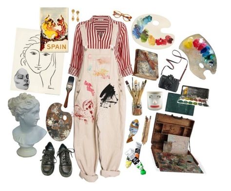 "Artist's Studio" by artangels ❤ liked on Polyvore featuring art Artist Painter Outfit, Artist Outfit Ideas, Messy Artist Aesthetic Outfit, Artist Outfit Style Painter Aesthetic, How To Dress Like An Artist Outfit, Artist Attire, How To Dress Like An Artist, Artist Wardrobe, Painter Clothes