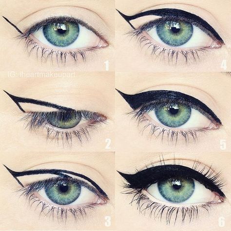 Cat eye cheat sheet 😽💚 Some of you have been telling me you have problems creating a wing and asking for tips so here is a little hack that might help!👯 I did this pictorial awhile ago and it's all around the Internet, but for those who haven't seen it yet I hope you find it helpful!😘 Thank you @buzzfeed for the features too!💗 Tutorial Eyeliner, Eyeliner Tips, Mekap Mata, Mascara Eyeliner, Smink Inspiration, Makijaż Smokey Eye, Eyeliner Tutorial, Eye Makeup Tips, Cat Eyes