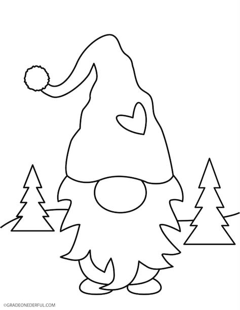 Gnome Coloring Pages, Christmas Coloring Sheets, Gnome Patterns, Gnomes Crafts, Christmas Coloring, Coloring Pages Printable, Diy Christmas Cards, Christmas Drawing, Christmas Sewing