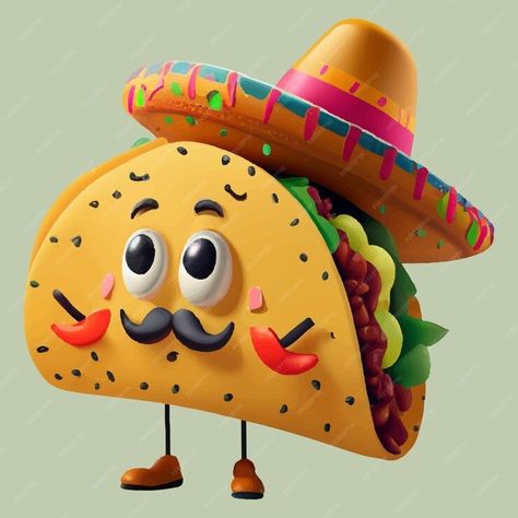 Premium Vector | Taco the mexican food 3d fresh traditional tacos with hat cartoon character isolated eps vector design Traditional Tacos, Taco Cartoon, Taco Hat, Food 3d, Tacos Mexicanos, Hat Cartoon, Event Food, Card Banner, Taco Tuesday