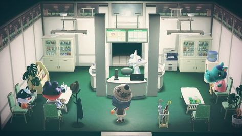 Animal Crossing Online, Hospital Games, Hospital Waiting Room, Happy Home Designer, Hospital Interior, Animal Crossing Qr Codes Clothes, Animal Crossing Wild World, Island Theme, Animal Crossing Characters