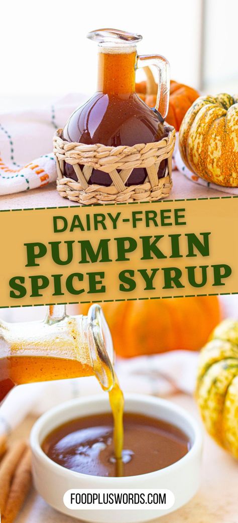 Looking for an easy pumpkin spice syrup recipe for your coffee cravings? This dairy-free option is the answer. Skip the store-bought versions and savor the homemade goodness that's perfect for lattes or pancake drizzling. Pumpkin Syrup Recipe, Pumpkin Spice Creamer Recipe, Pumpkin Spice Syrup Recipe, Homemade Pumpkin Spice Syrup, Dairy Free Pumpkin Pie, Pumpkin Spice Drinks, Pumpkin Spice Creamer, Starbucks Pumpkin Spice Latte, Dairy Free Coffee