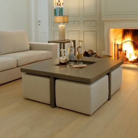 35 Super Smart Space-Saving Table Designs For Every Small Space - Engineering Discoveries Coffee Table With Seating, Coffee Table Living Room Modern, Centre Table Design, Centre Table Living Room, Meja Sofa, Sofa Table Design, Center Table Living Room, Luxury Furniture Design, Living Room Sofa Design