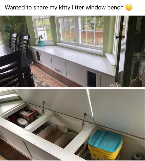 Box Window Seat, Bay Window Storage, Bay Window Benches, Window Seat Kitchen, Bay Window Seat, Box Window, Dog Window, Diy Dog Crate, Tiny House Storage