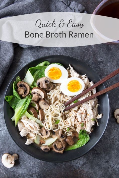 Bone Broth Ramen, Ramen Quick, Bone Broth Soup Recipes, Healthy Ramen, Bone Broth Soup, Ramen Broth, Low Carb Noodles, Miracle Noodles, How To Make Ramen